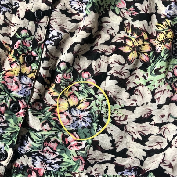 Floral button front lace up back dress sheer top - Picture 6 of 6